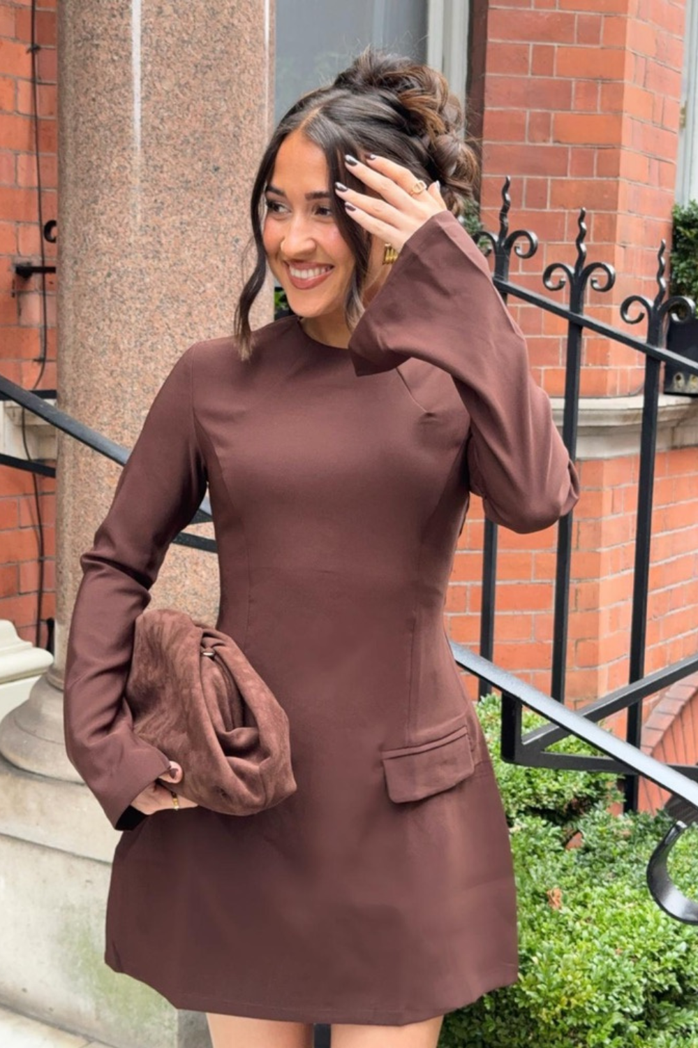 Stella brown long sleeve dress