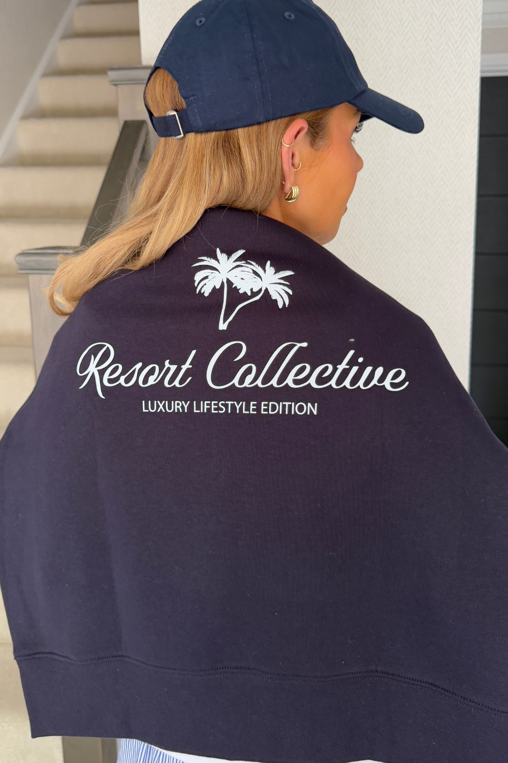 Palm navy printed sweatshirt - Resort Collective