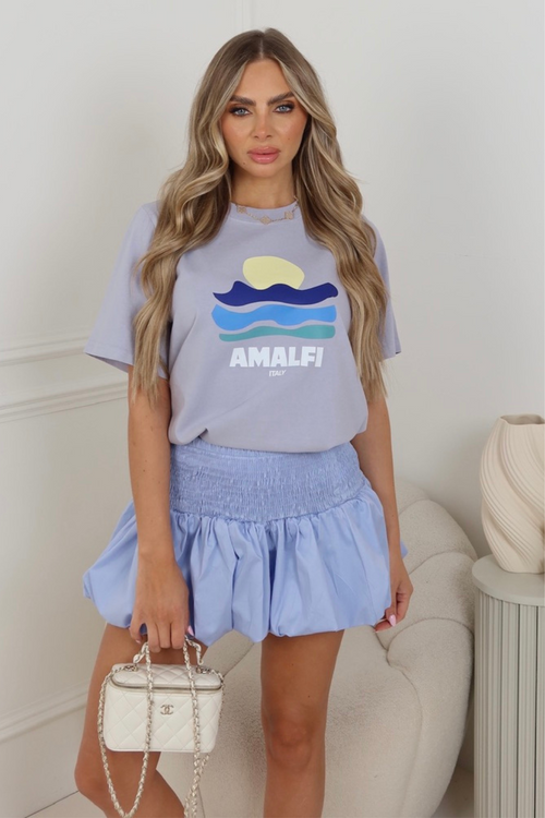 Amalfi blue printed heavyweight oversized t-shirt