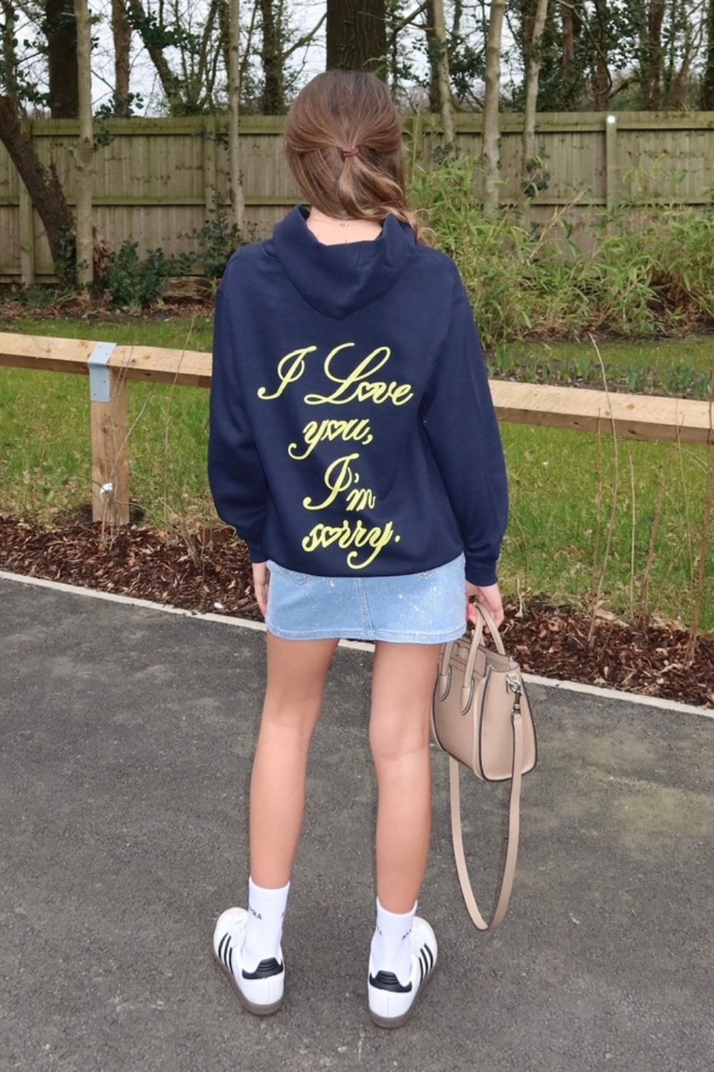 Mini I love you navy printed hoodie