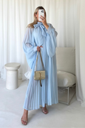 Nancy blue chiffon pleated maxi dress