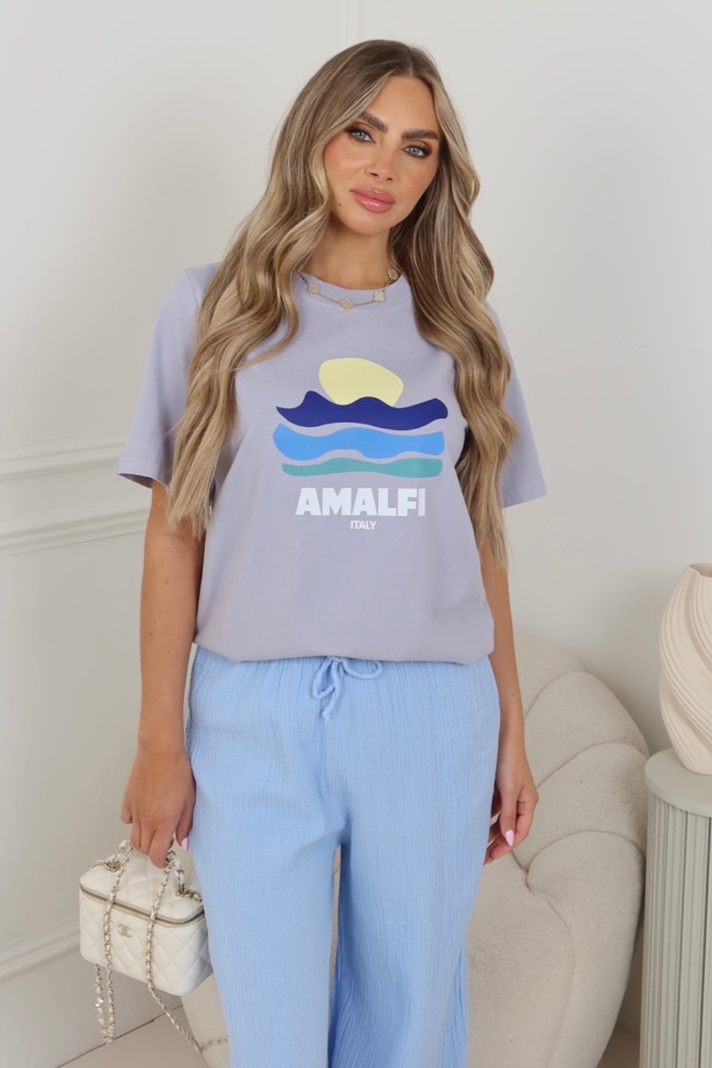 Amalfi blue printed heavyweight oversized t-shirt
