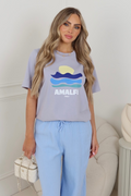 Amalfi blue printed heavyweight oversized t-shirt