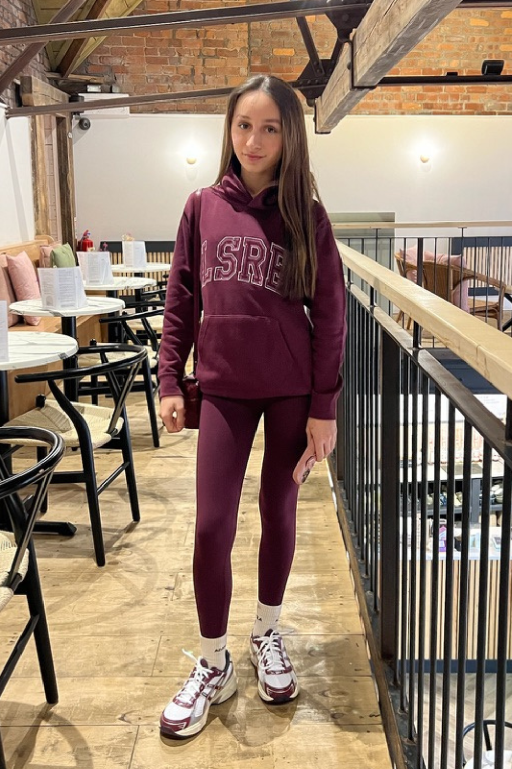 Mini burgundy LSRE embroidered hoodie