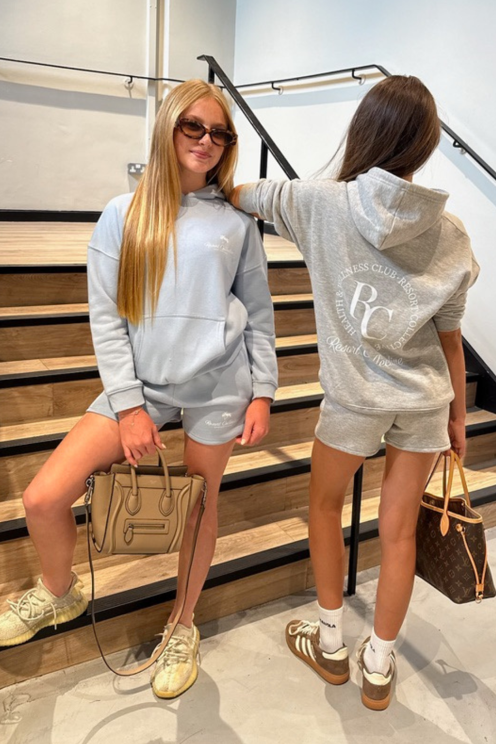 Mini monogram light marl embroidered hoodie & shorts - Resort Collective