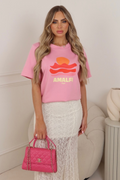 Amalfi pink printed heavyweight oversized t-shirt