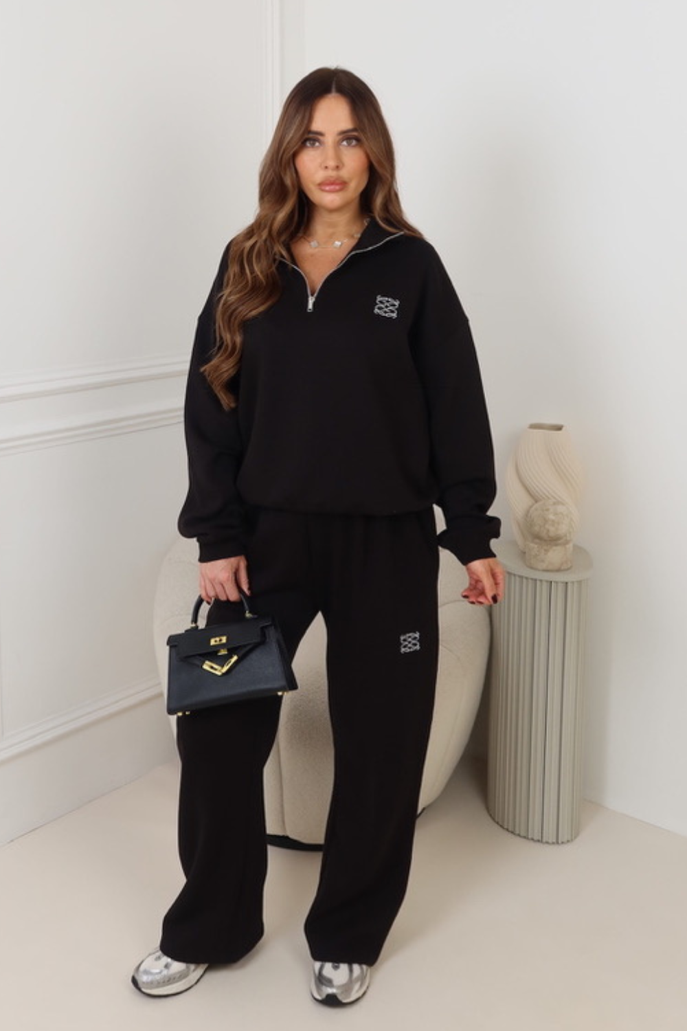 GEGE EMBROIDERED BLACK PREMIUM ESSENTIAL 3/4 ZIP