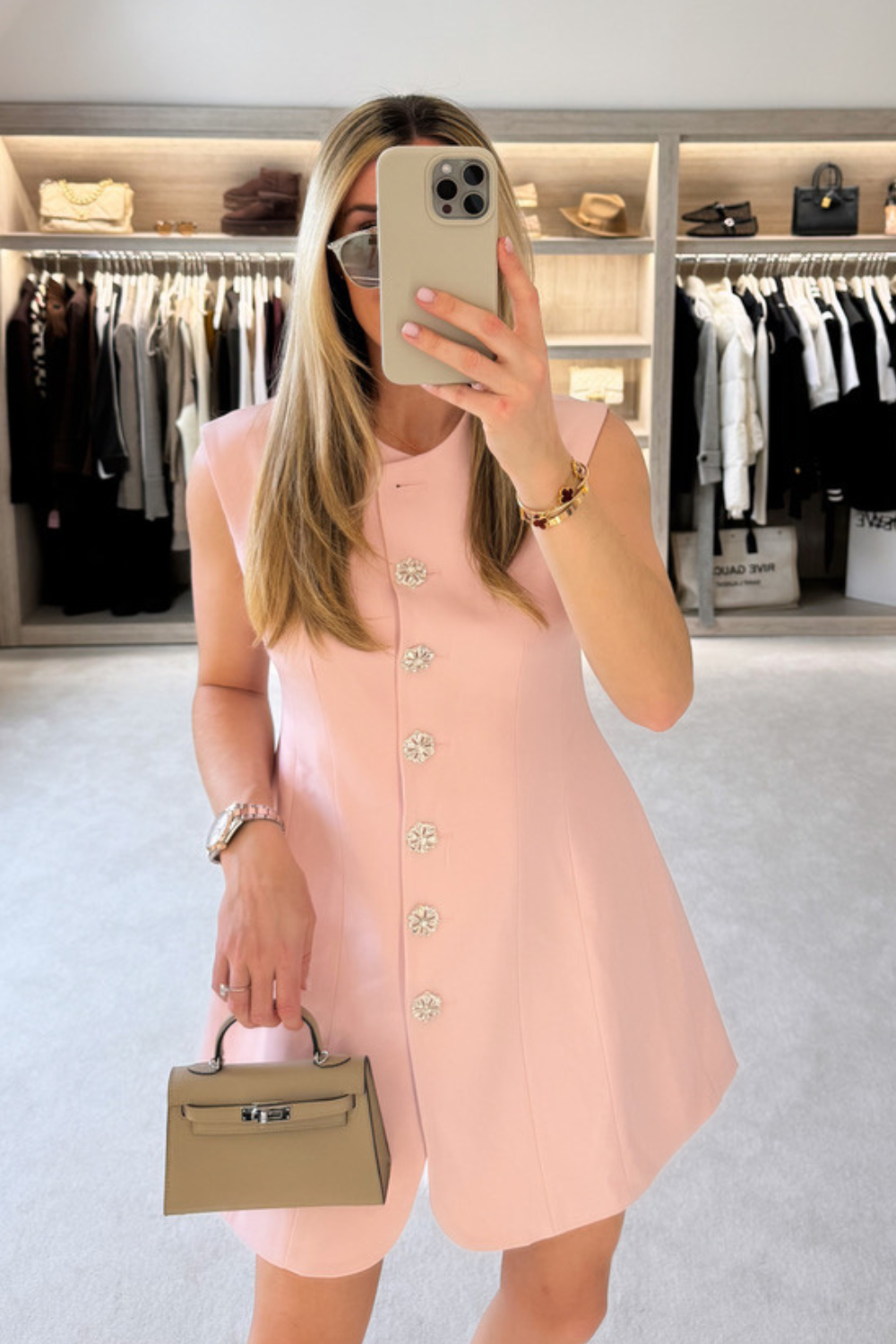 Blake pink tailored sleeveless blazer dress