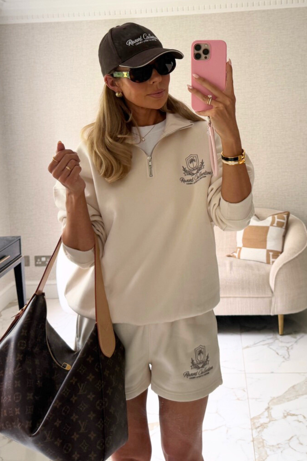 Emblem ivory embroidered shorts - Resort Collective