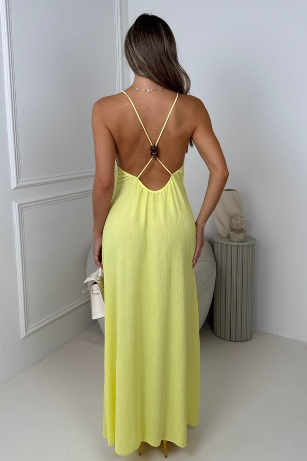 Selina yellow strappy maxi dress
