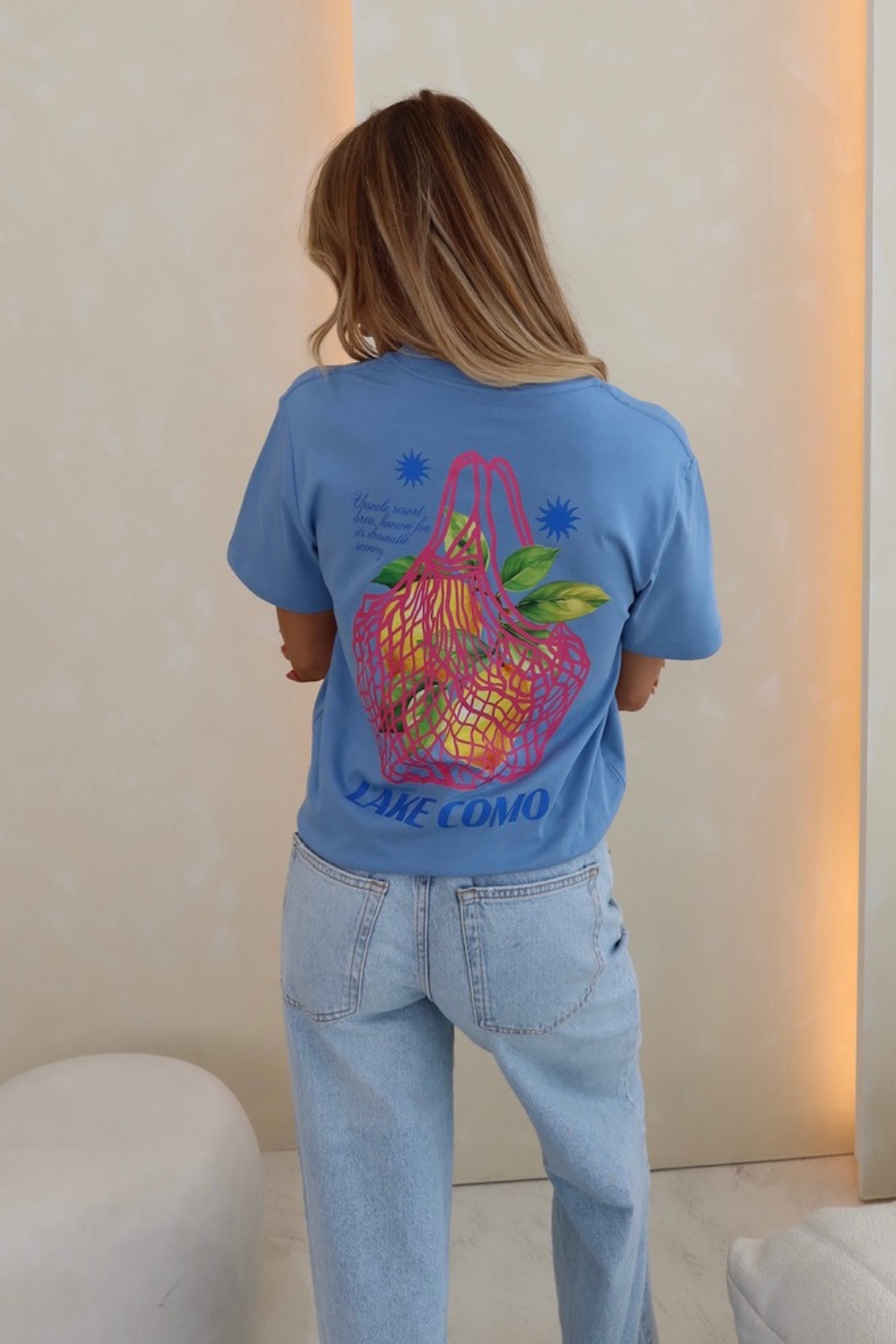 Lake como blue printed t-shirt