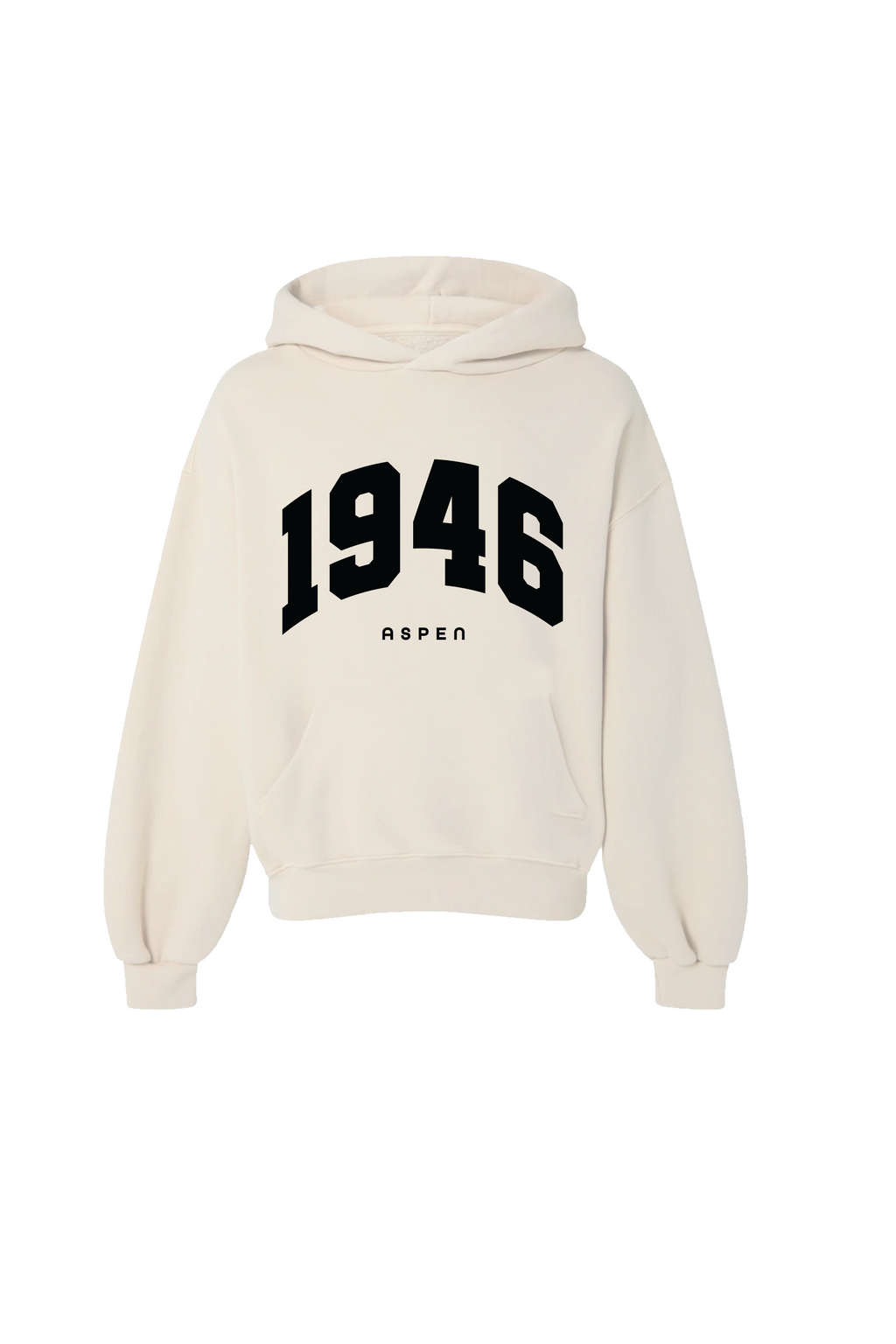 1946 ESSENTIAL IVORY PRINTED HOODIE