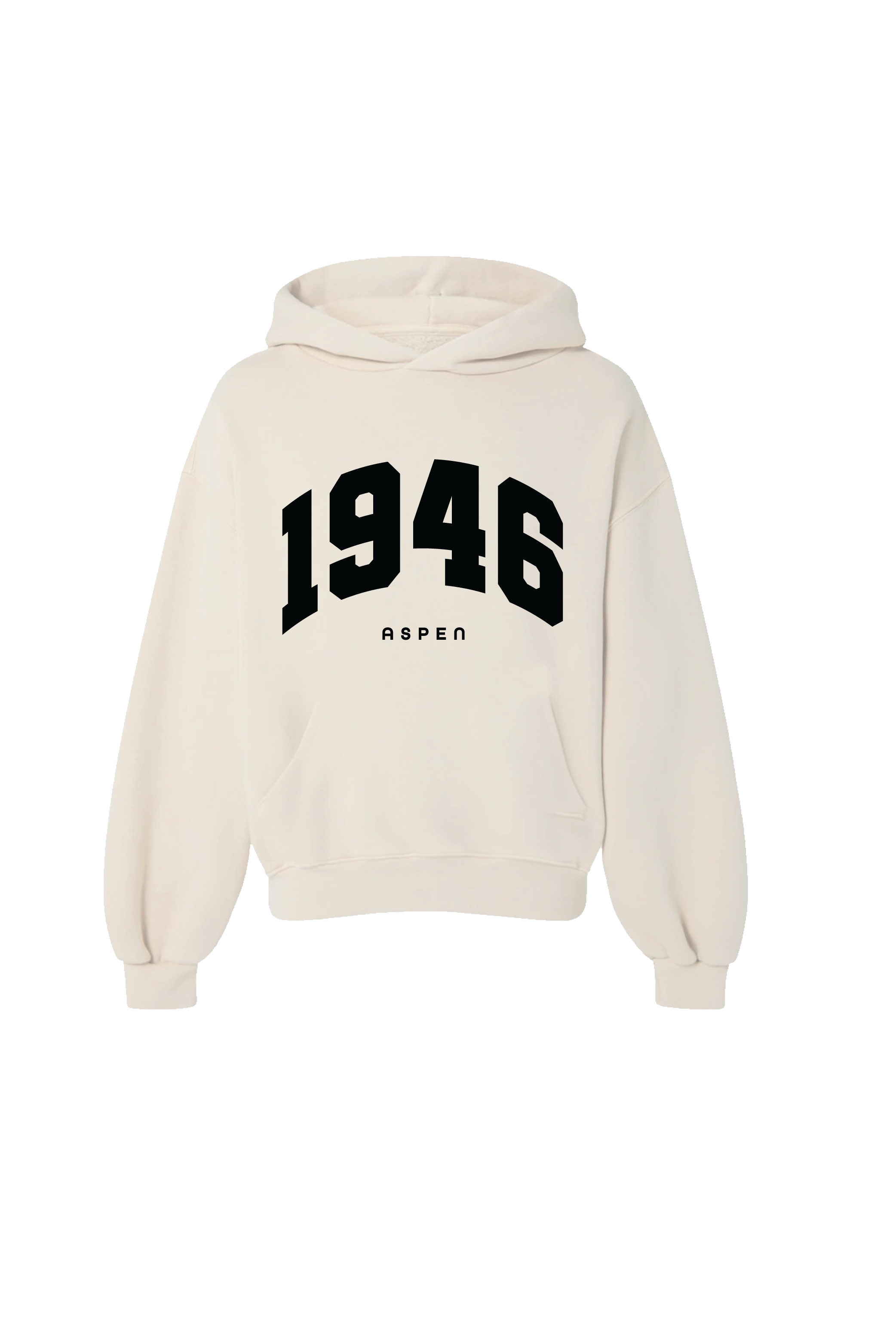 1946 ESSENTIAL IVORY PRINTED HOODIE