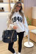 1946 ESSENTIAL IVORY PRINTED HOODIE