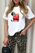 Disco cocktail white printed t-shirt