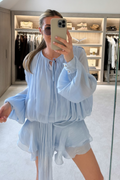 Jaycee blue chiffon shirt dress
