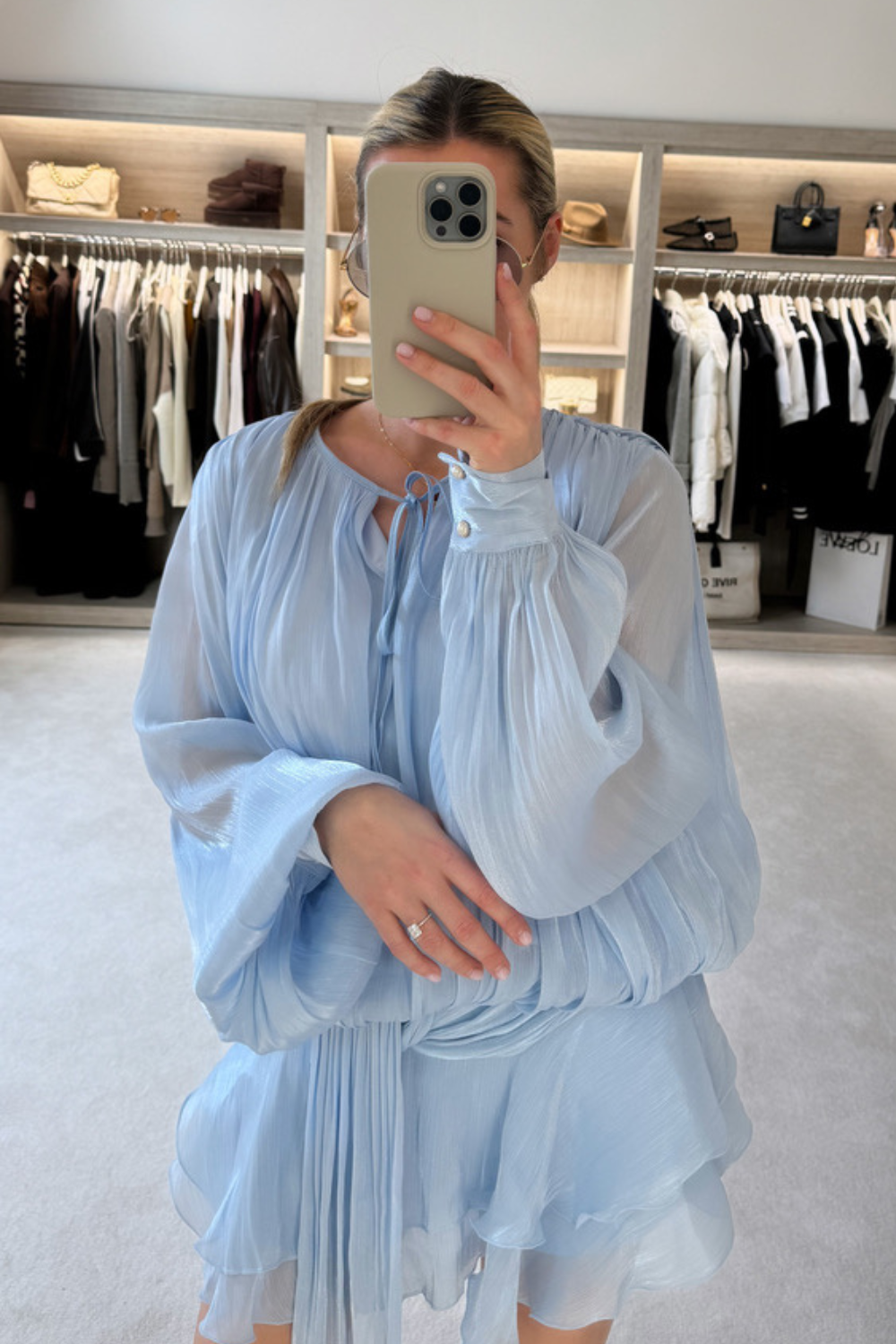 Jaycee blue chiffon shirt dress