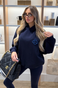 G MONOGRAM NAVY EMBROIDERED HOODIE