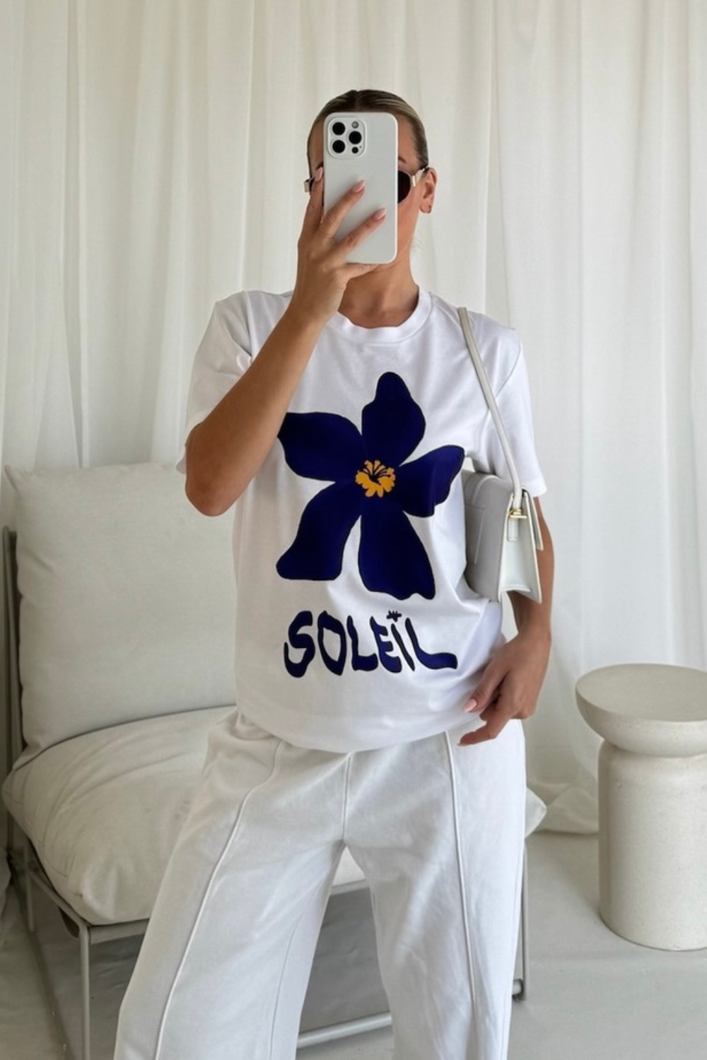 Flower printed white t-shirt
