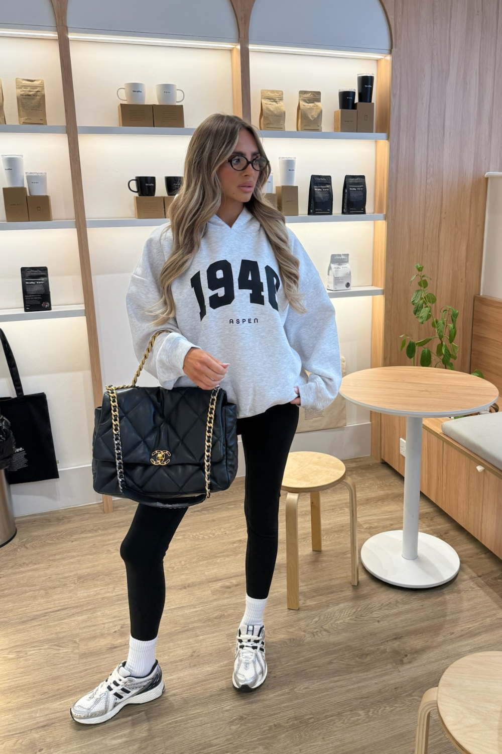 1946 ESSENTIAL MARL PRINTED HOODIE