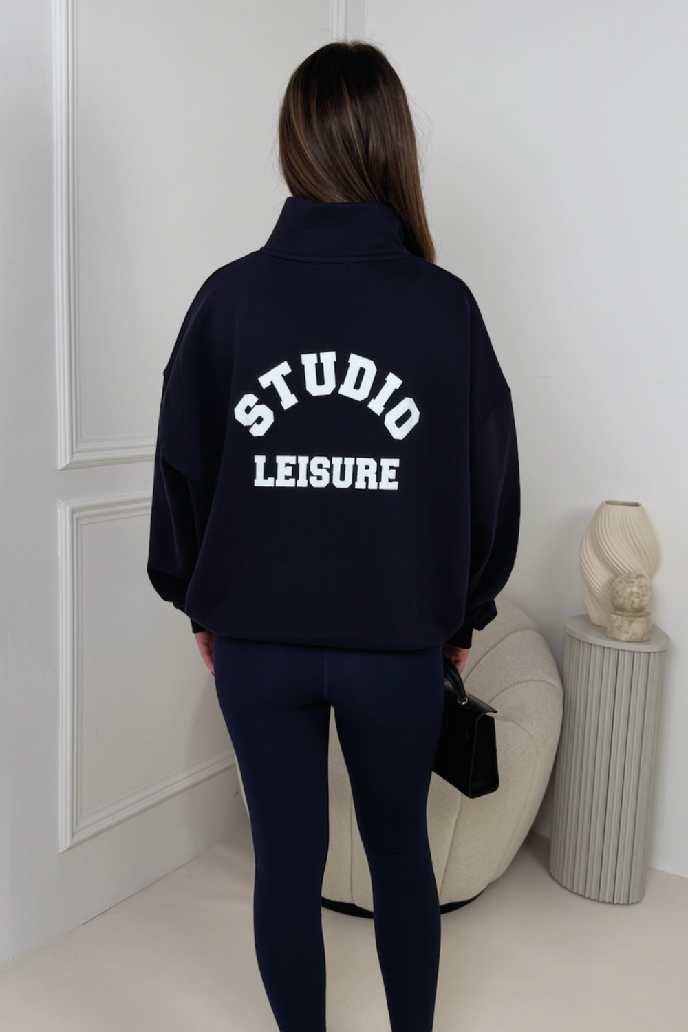 STUDIO LEISURE ESSENTIAL NAVY 3/4 ZIP