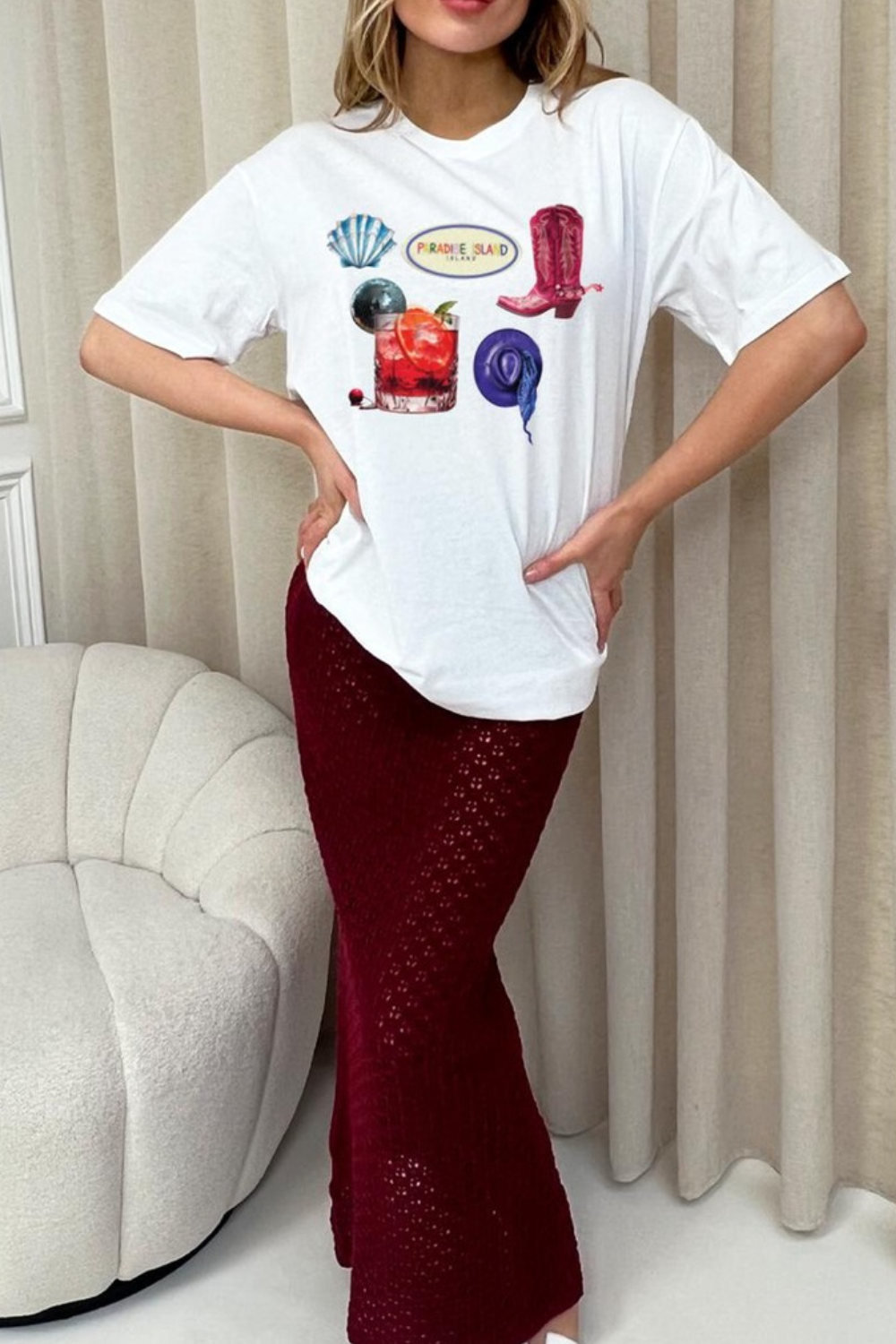 Paradise white printed t-shirt