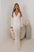 Kalli cream crinkle lace maxi dress
