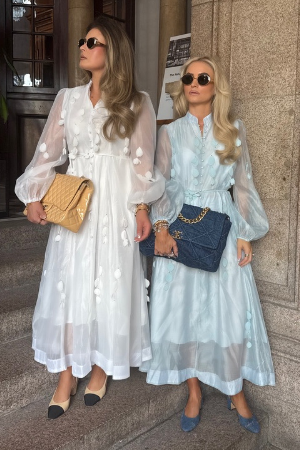 Sally white sheer button detail maxi dress