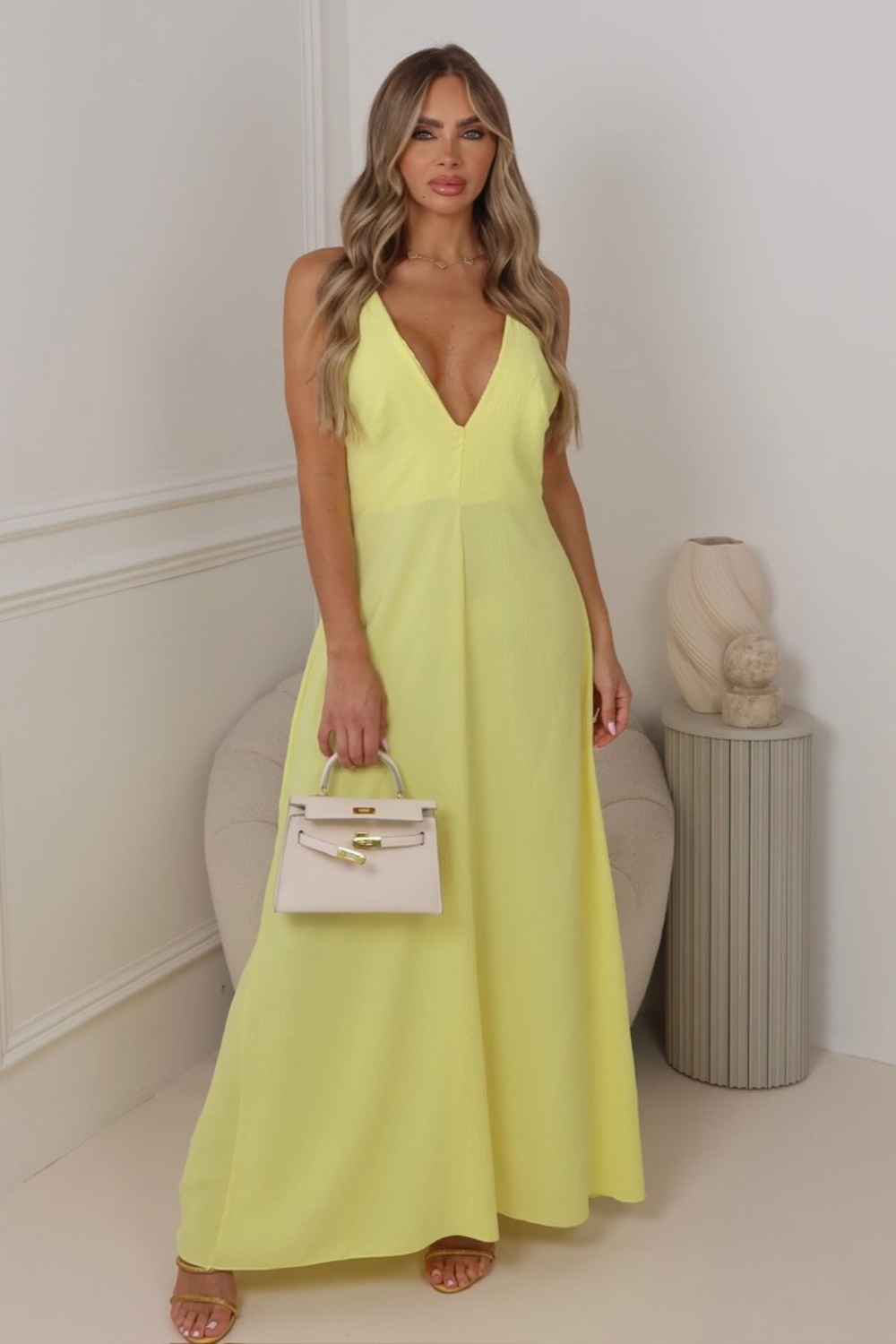 Selina yellow strappy maxi dress