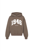 1946 ESSENTIAL MOCHA PRINTED HOODIE