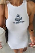 Emblem white embroidered ribbed mini dress - Resort Collective