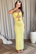 Amelia lemon cut out maxi dress