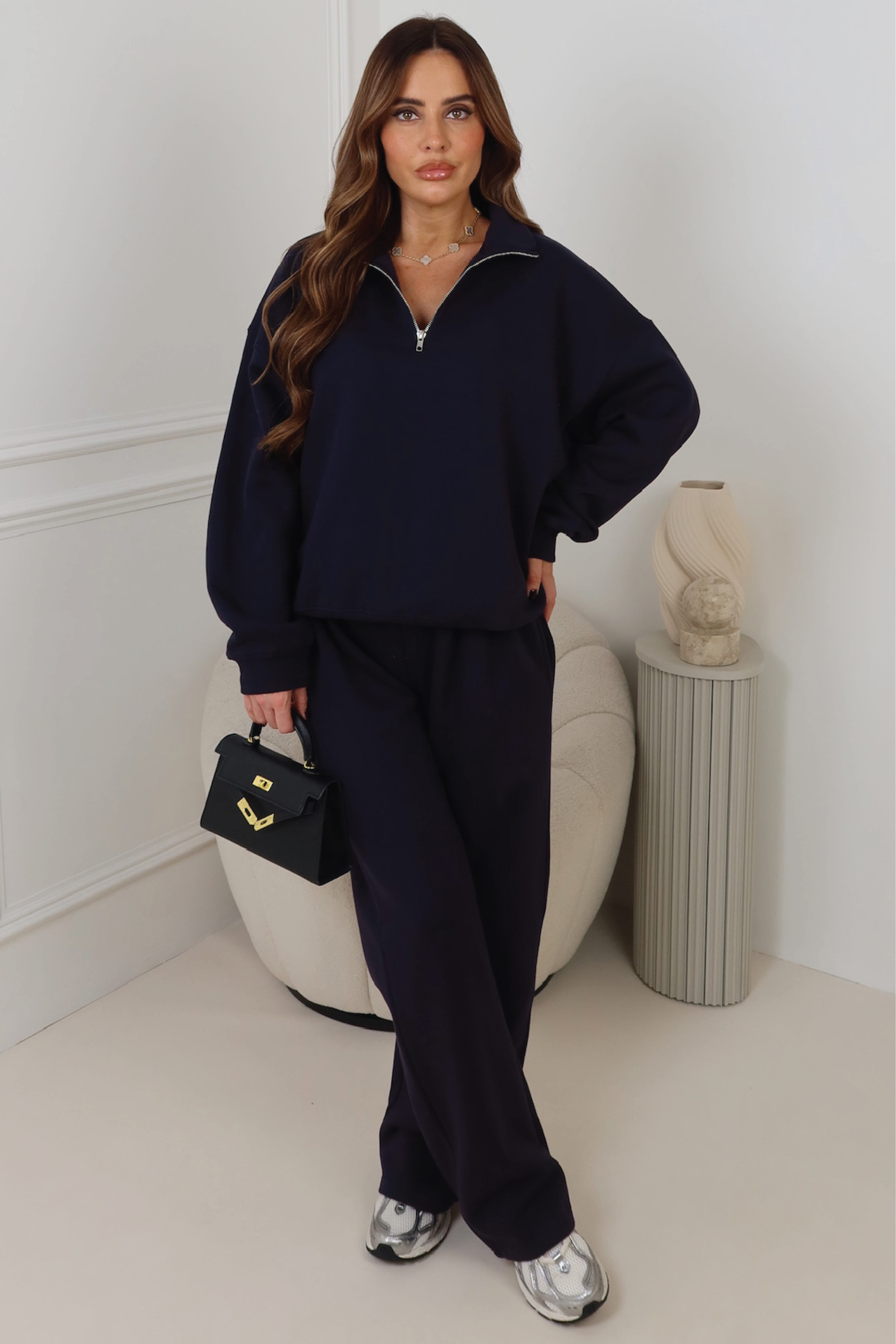 Glamify premium essential navy 3/4 zip