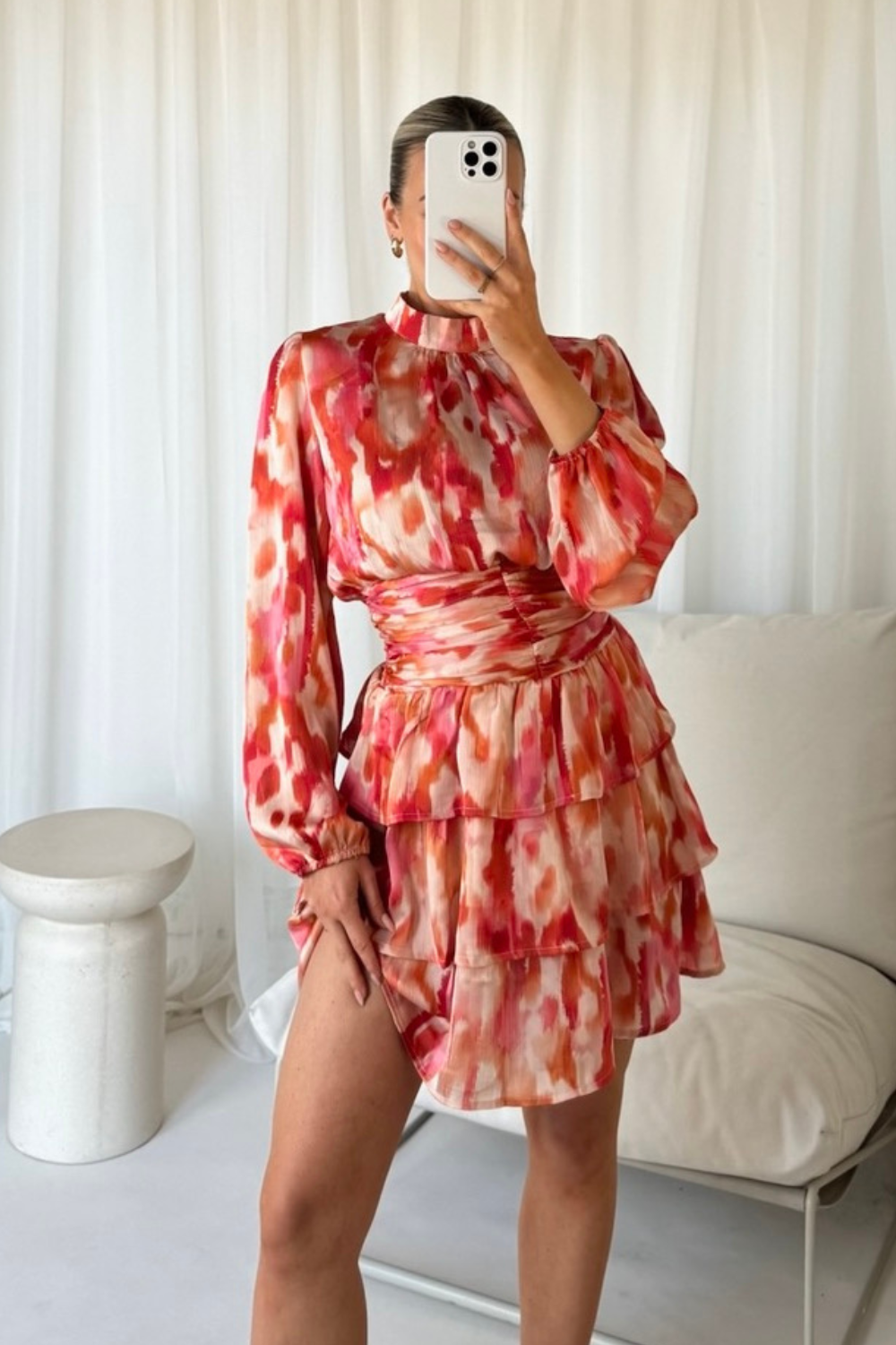 Luna multi coloured sheer tiered dress