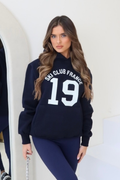 Ski Club France navy printed hoodie