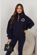 STUDIO LEISURE NAVY PRINTED 3/4 ZIP JUMPER