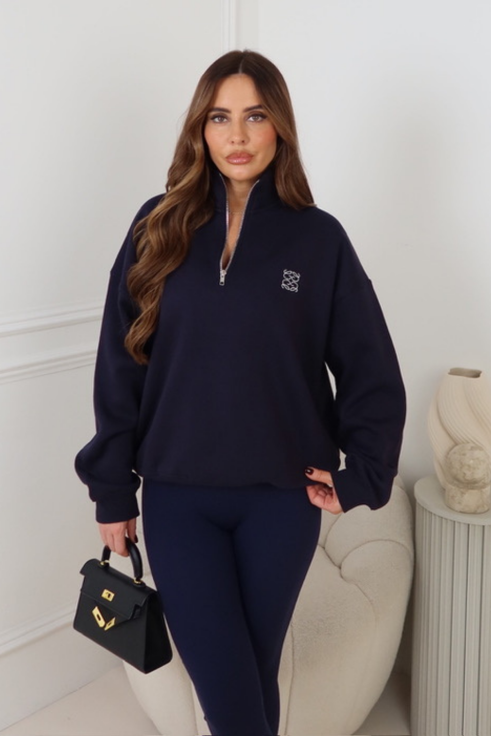GEGE EMBROIDERED NAVY PREMIUM ESSENTIAL 3/4 ZIP