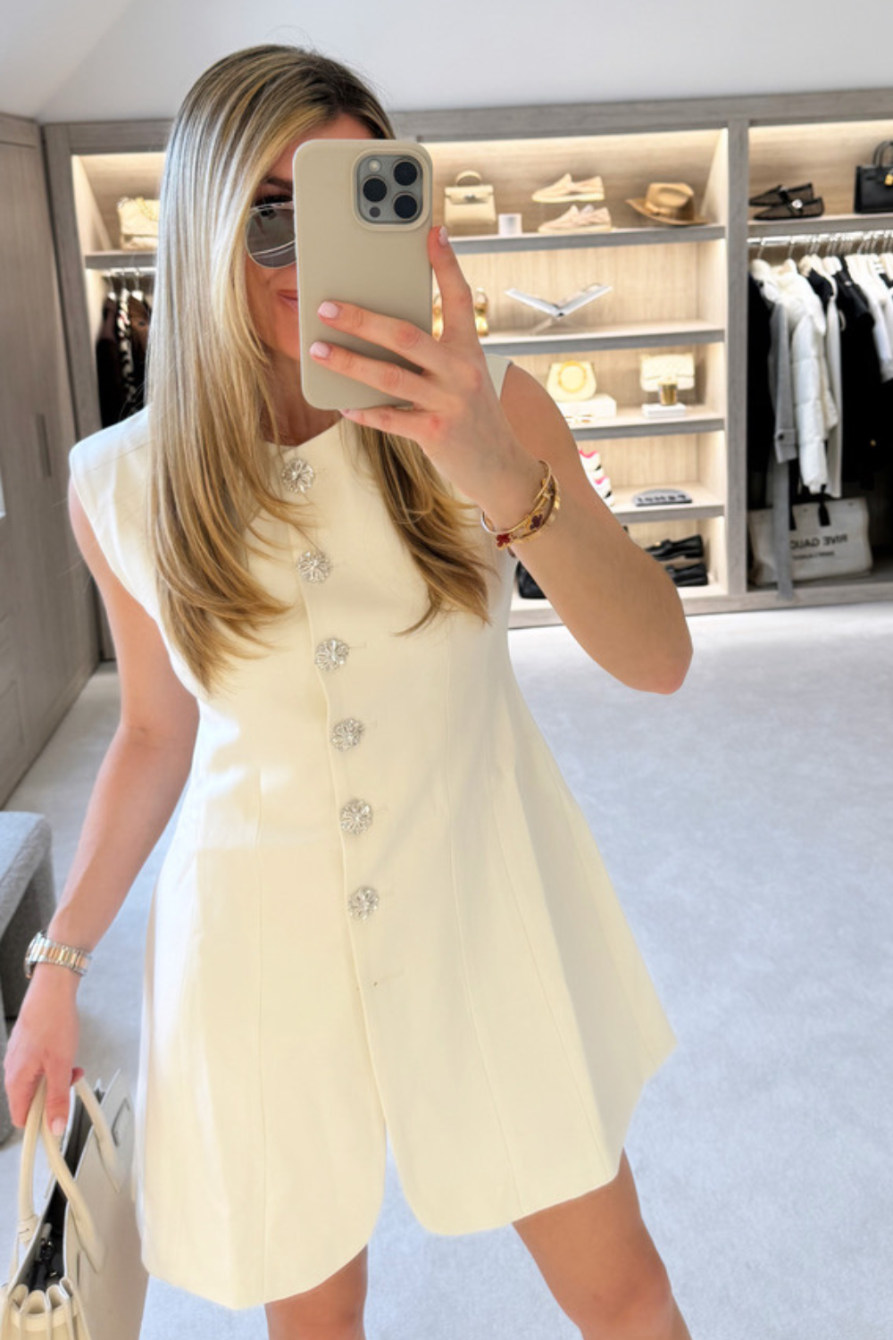 Blake white tailored sleeveless blazer dress