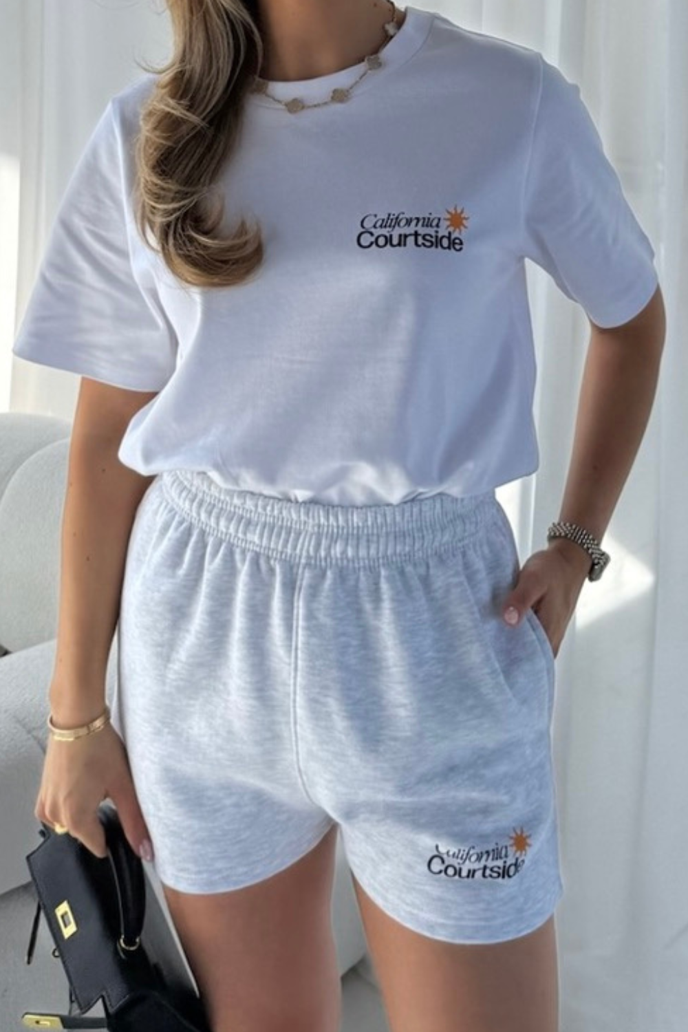 California printed light grey marl short