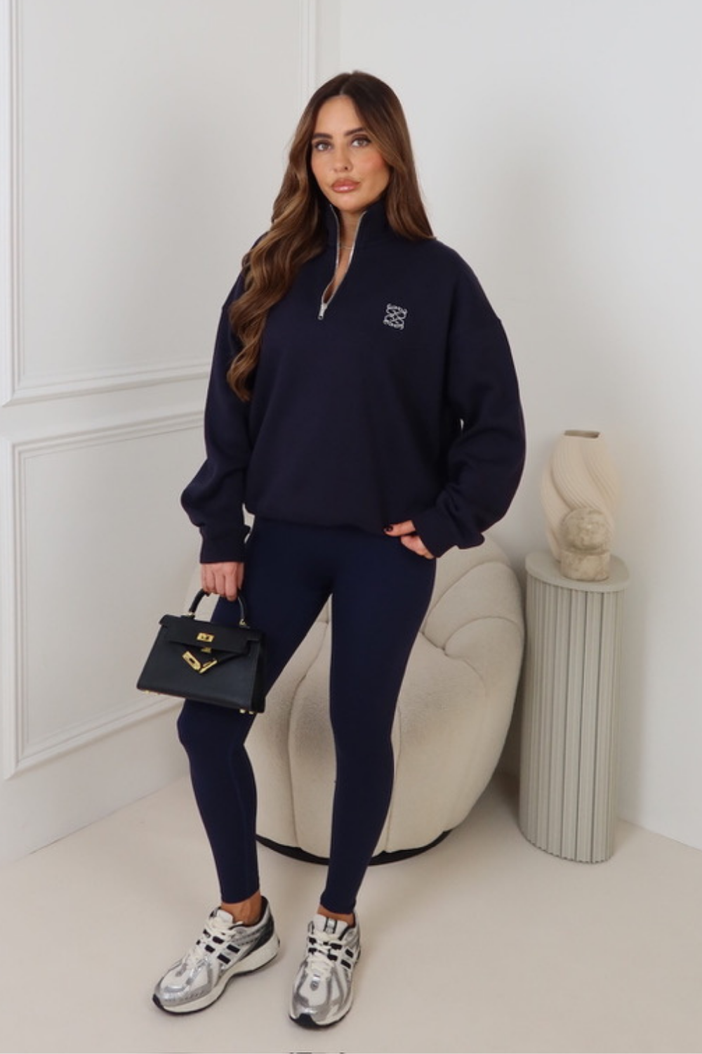 GEGE EMBROIDERED NAVY PREMIUM ESSENTIAL 3/4 ZIP