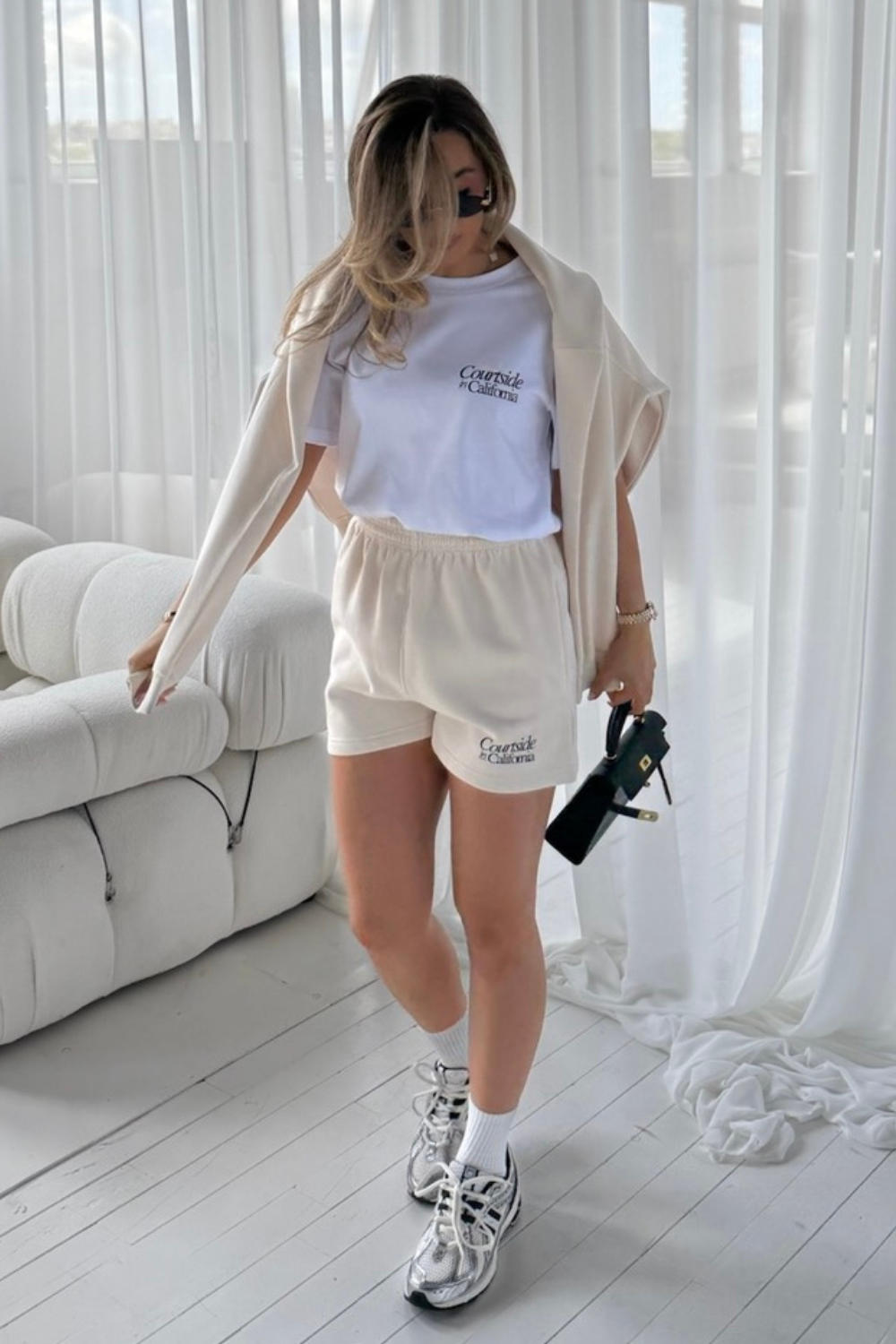 California printed ivory short