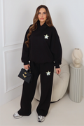 SL STAR BLACK PRINTED HOODIE AND STRAIGHT LEG LOUNGEWEAR