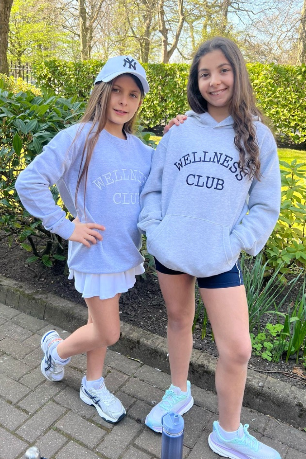 Mini wellness club marl grey embroidered sweater