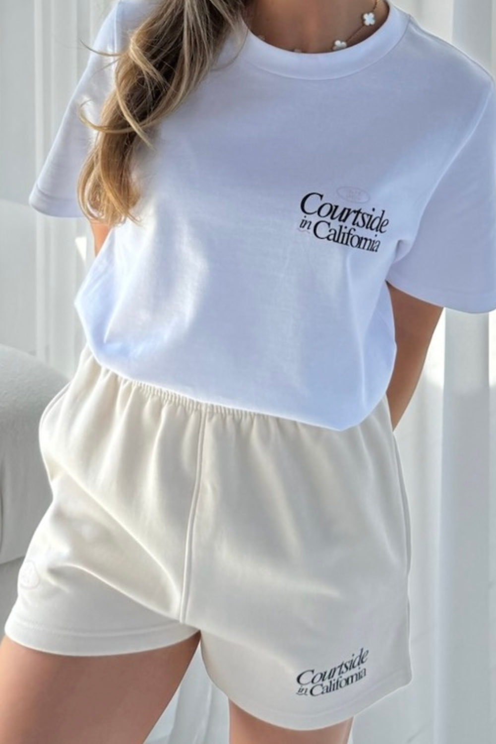 California printed ivory short