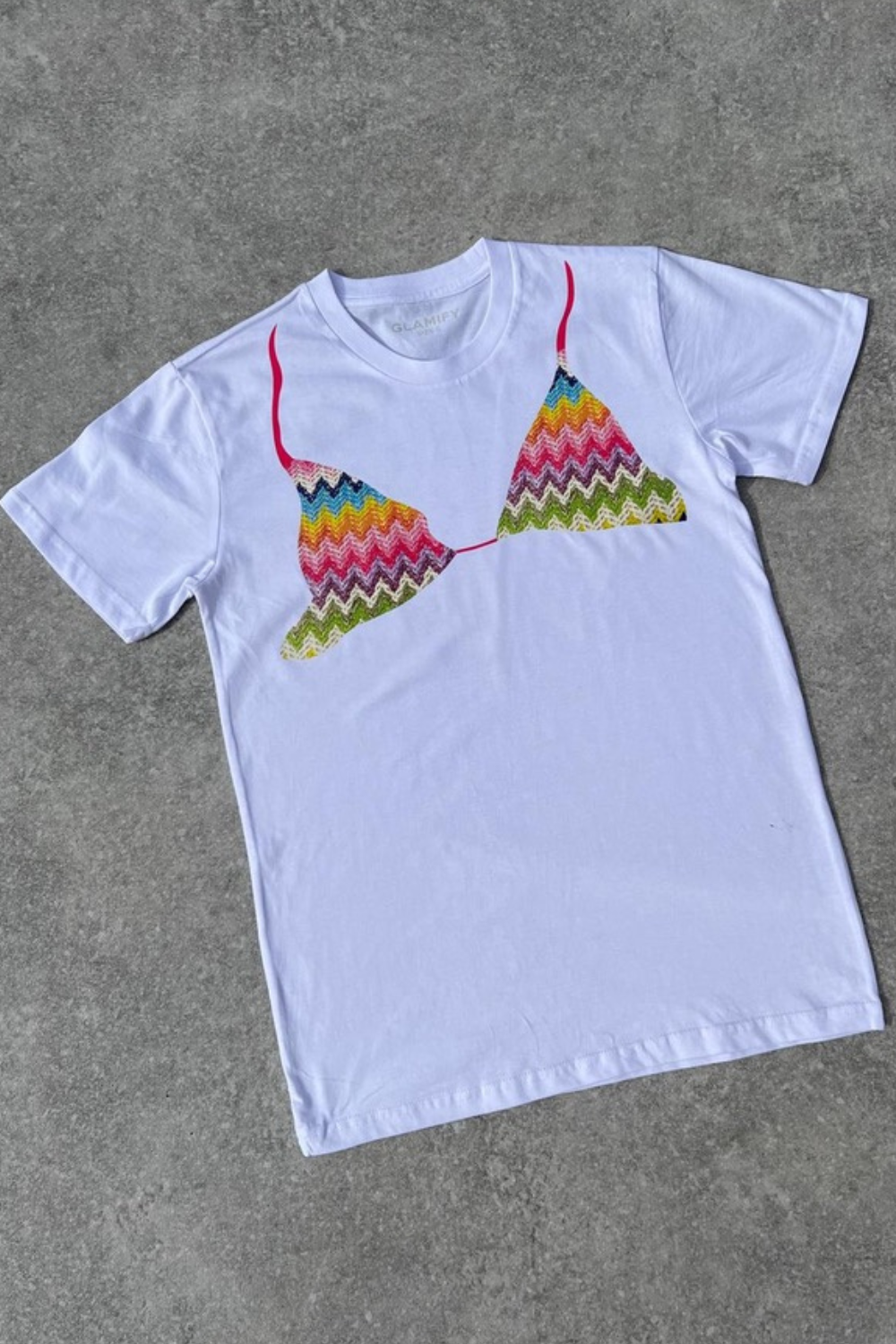 Zigzag bra white Printed T-shirt