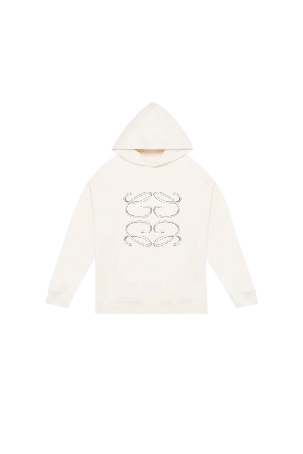 GeGe ecru embroidered oversized hoodie