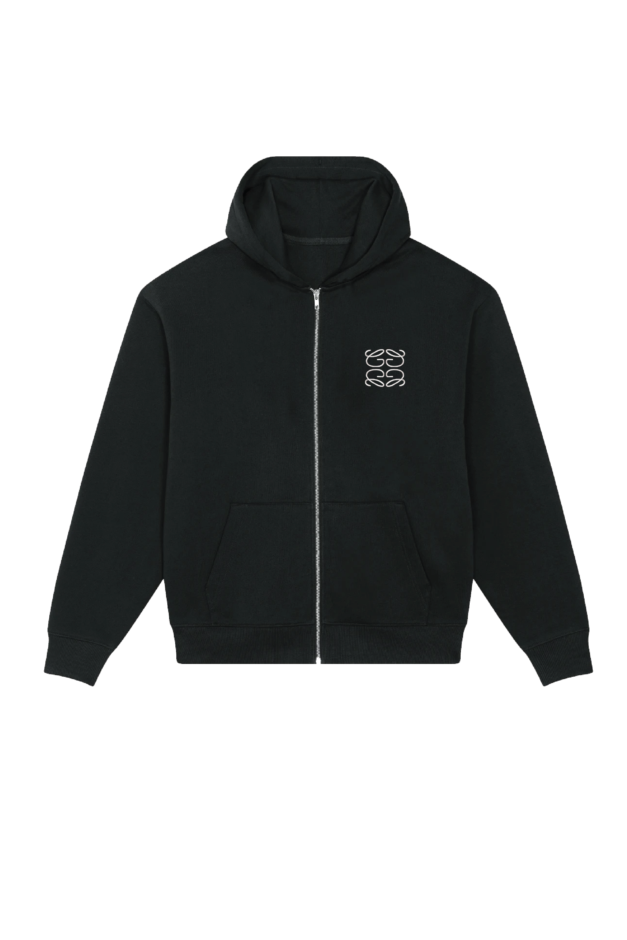 GeGe black embroidered premium zip hoodie