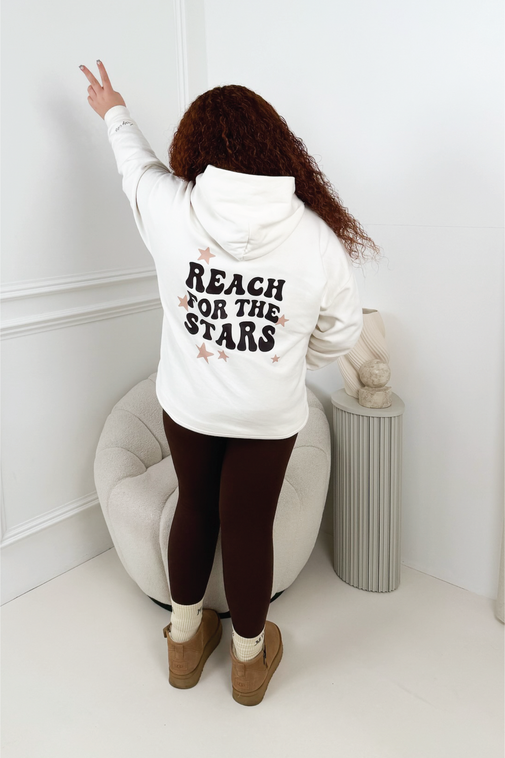 LACEY REACH FOR THE STARS IVORY PRINTED HOODIE