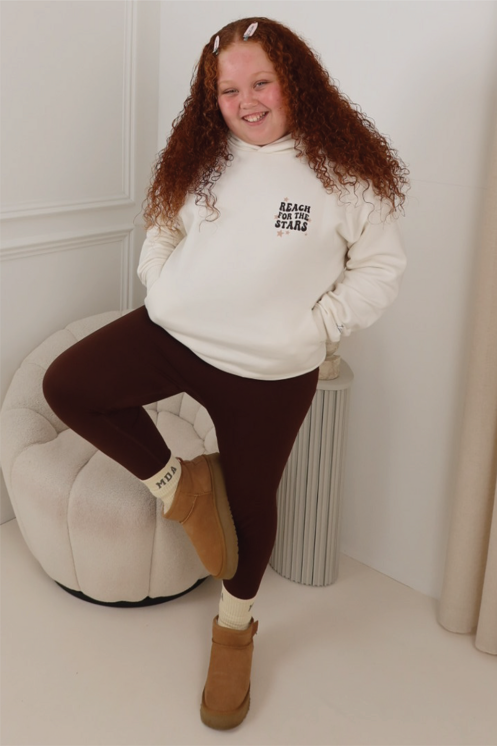 LACEY REACH FOR THE STARS IVORY PRINTED HOODIE