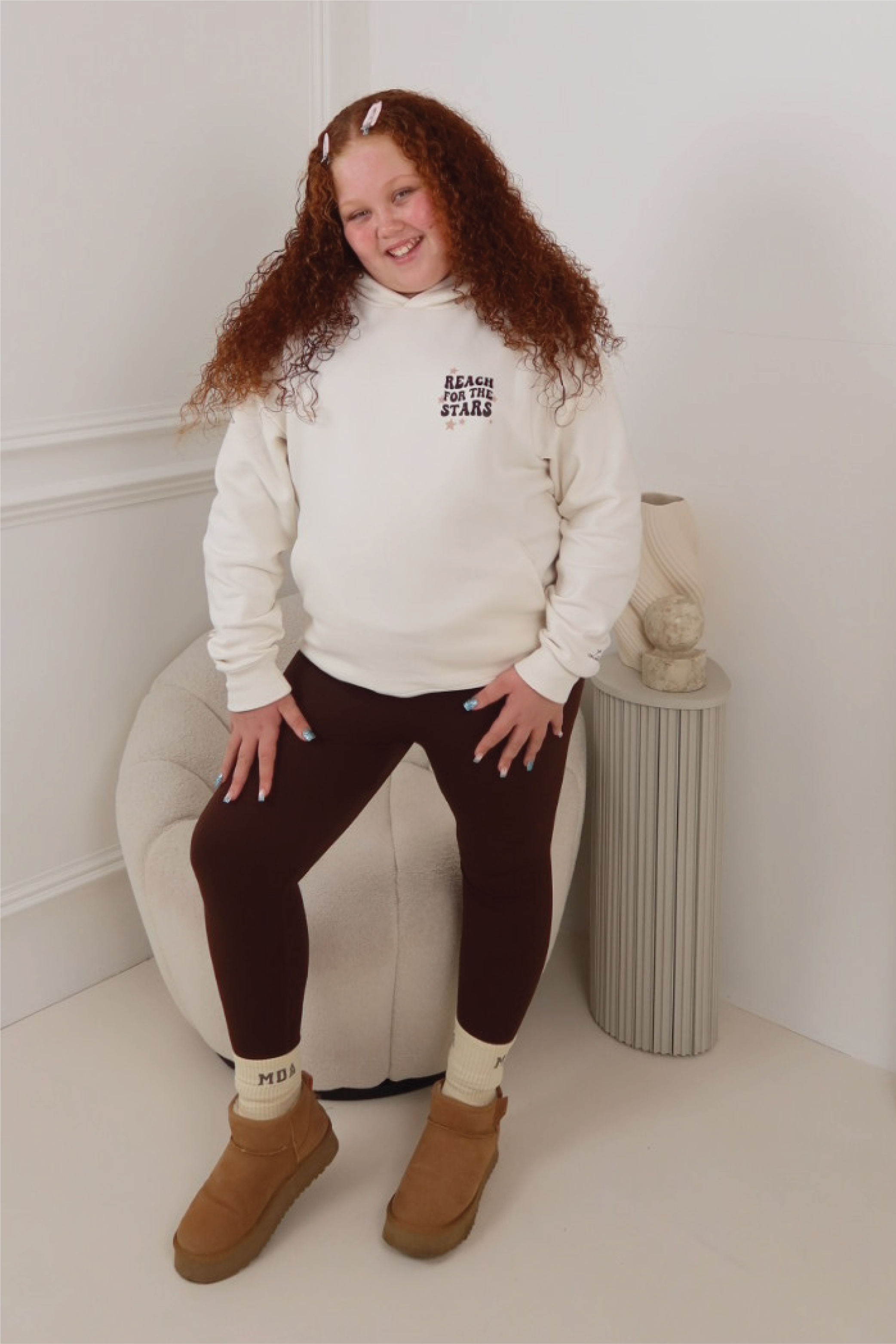 LACEY REACH FOR THE STARS IVORY PRINTED HOODIE